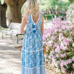 Cabana Life Dresses | Nwt Cabana Life Charleston Tiered Maxi Dress SPF | Color: Blue/White | Size: M | Marifran99'S Closet